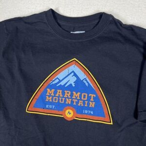 Marmot Mountain Logo Shirt Mens Medium Black Organic Cotton Hiking Graphic Tee